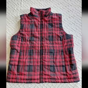 AMERICAN LIVING Black/Red Plaid Poly Zip Quilted Puffer Vest Size Large